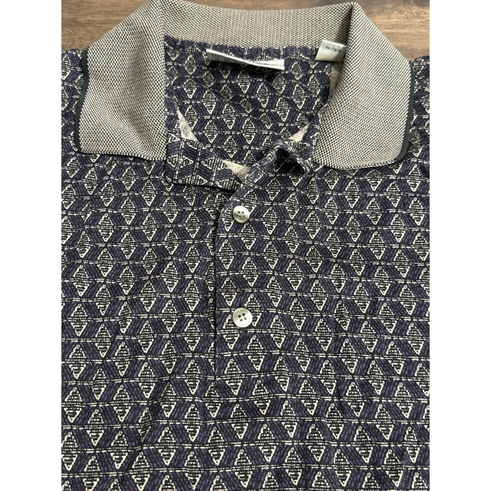 VTG Slazenger Purple Geometric Golf Polo Made In Hong Kong Mens Size Medium